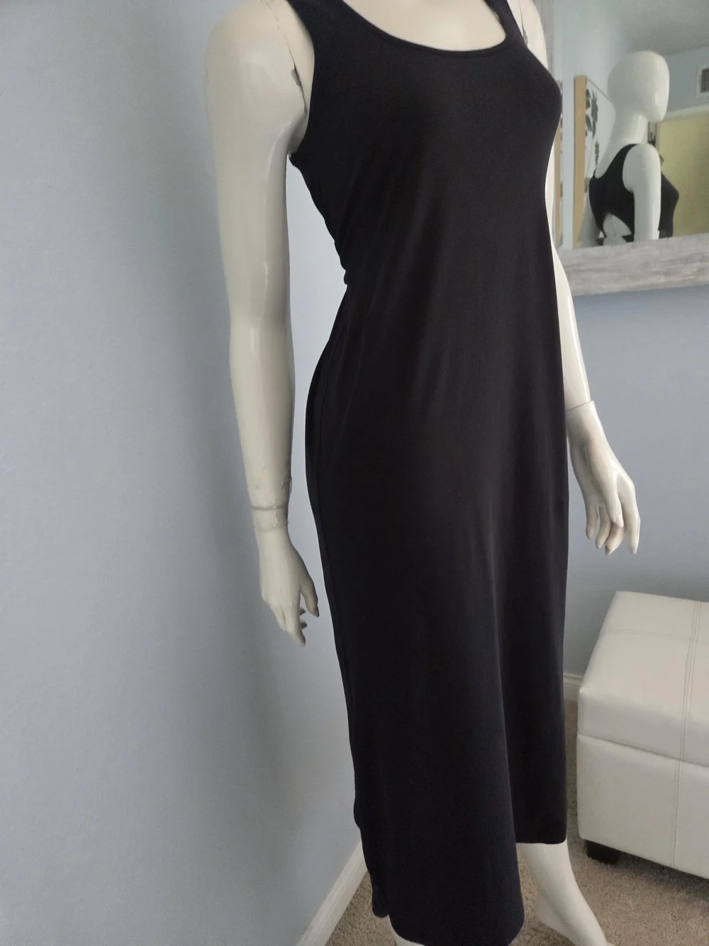 Lululemon Pima Cotton Black Midi Sleeveless Tank Cutout Back Dress Size 4